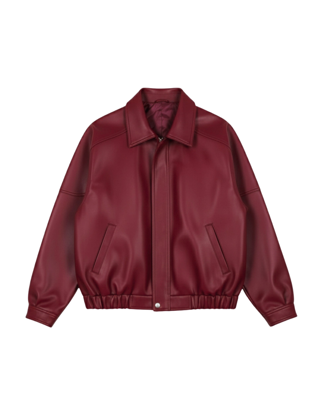 LON LEATHER JACKET - CHERRY RED [UNISEX BOMBER] – CROSCROW