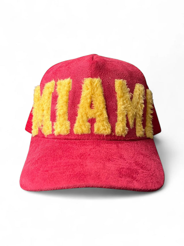 MIAMI - Red Suade Trucker Cap
