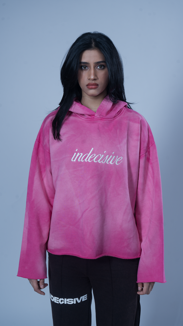 Pink sunfade cropped hoodie