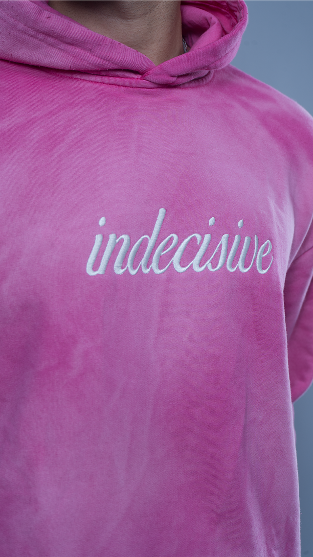 Pink sunfade cropped hoodie
