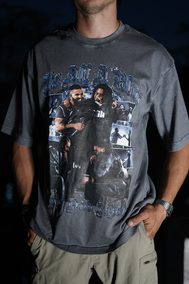 THE BOY AND COLE FPS VINTAGE GREY HEAVYWEIGHT GRAPHIC TEE
