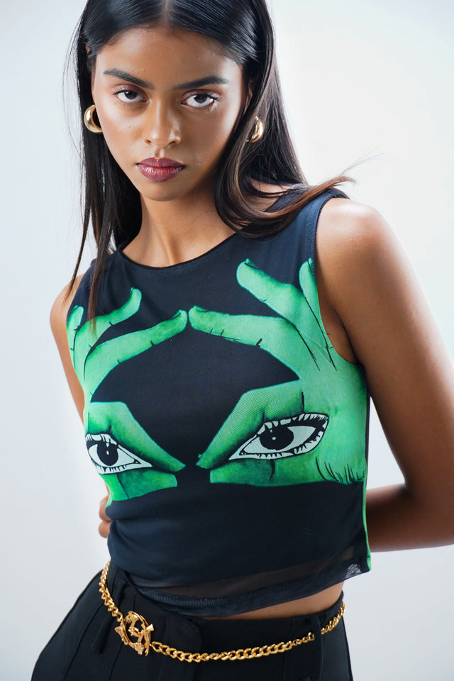 Eyes mesh top with gloves