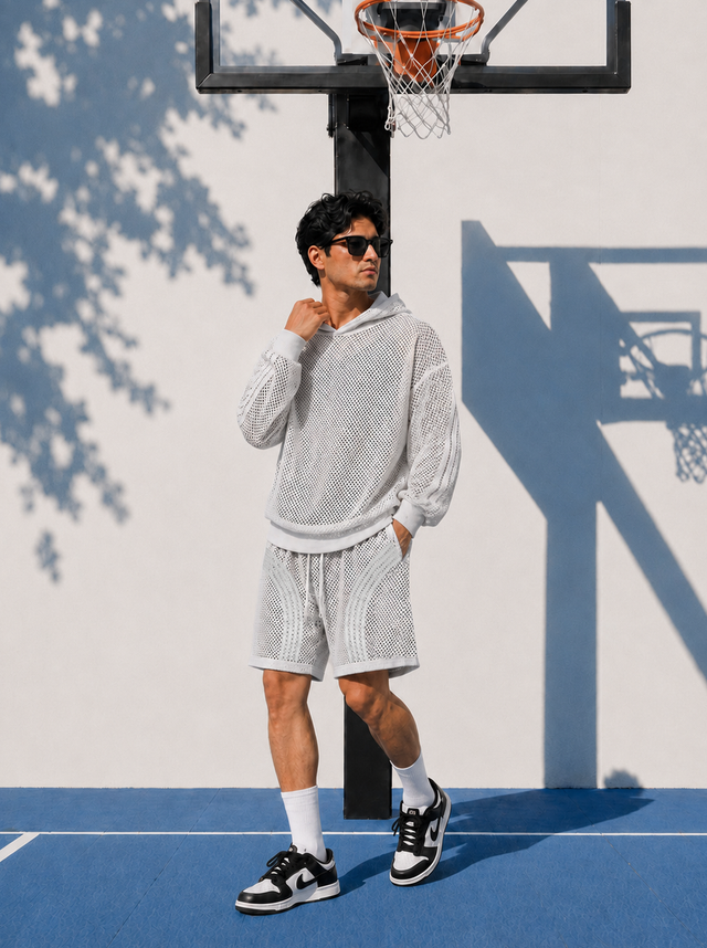 Light Grey Mesh Hoodie