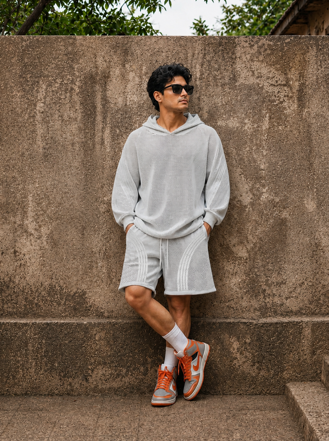 Light Grey Mesh Hoodie