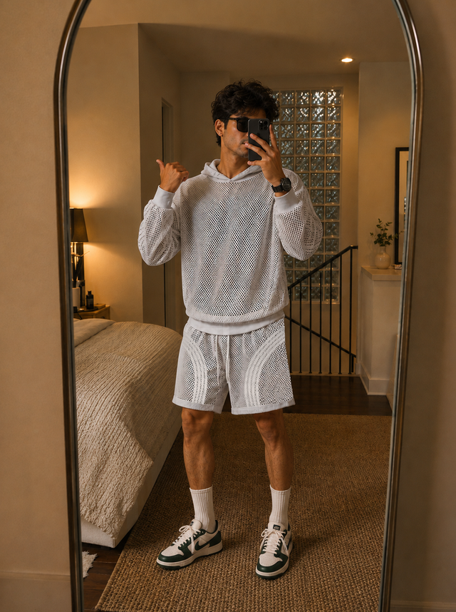 Light Grey Mesh Shorts
