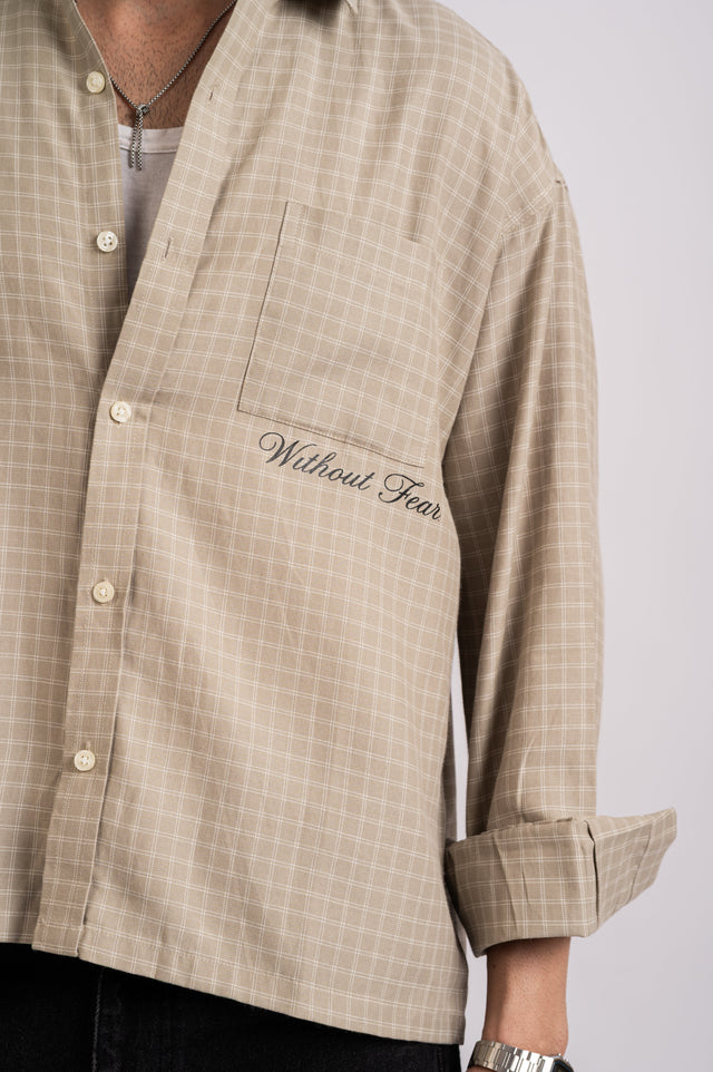 Nomad Check Boxy Shirt- Beige