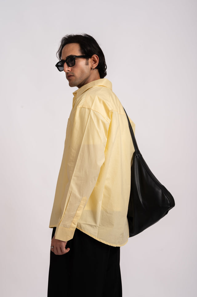 Sunwashed Yellow Cotton Shirt- Relaxed Fit
