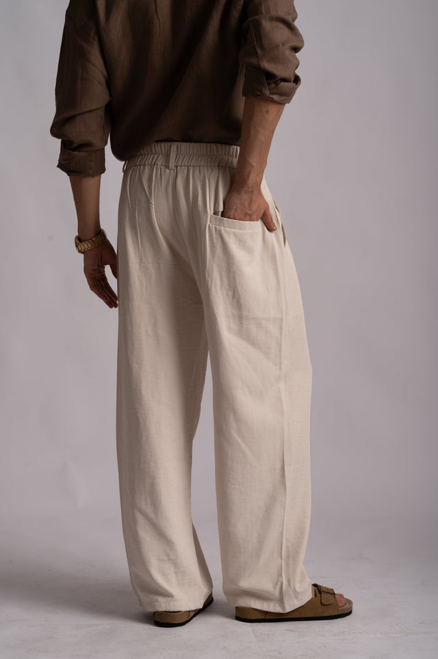 Korean Relaxed Fit Trousers – Off White