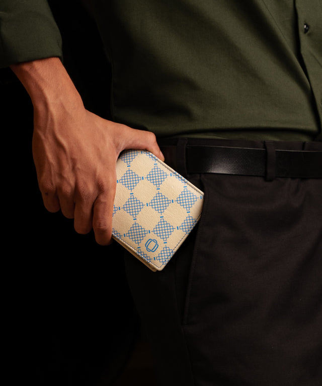 Checkered Blue White Bifold Wallet