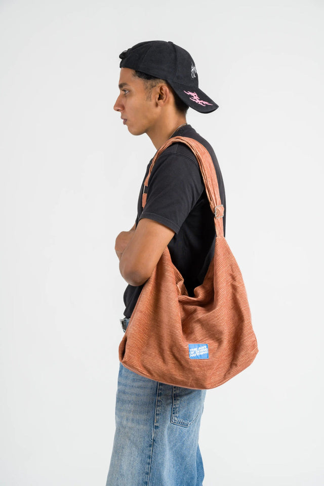 Corduroy Cross-Body Bag - Brown