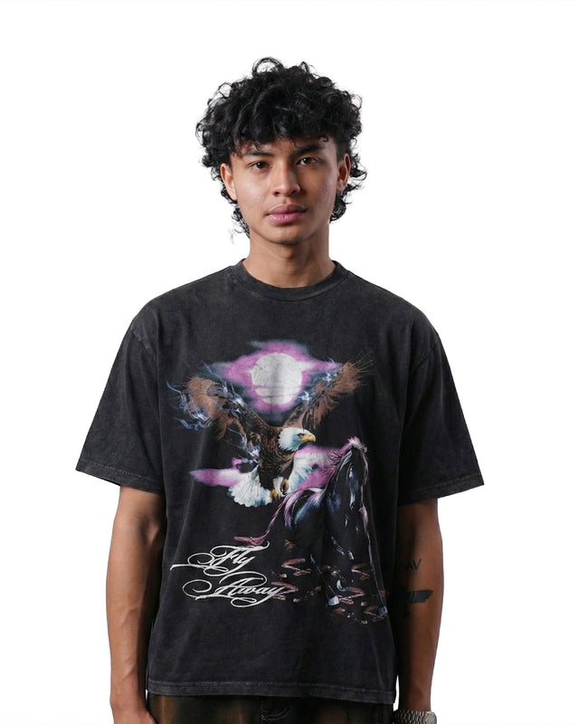 FLY AWAY Graphic Tee – Black