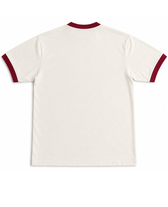 Off White & Maroon Ringer tee Back Design