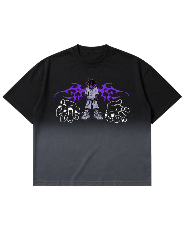 Black Ombré Wash Boxy Fit T-shirt Front Design