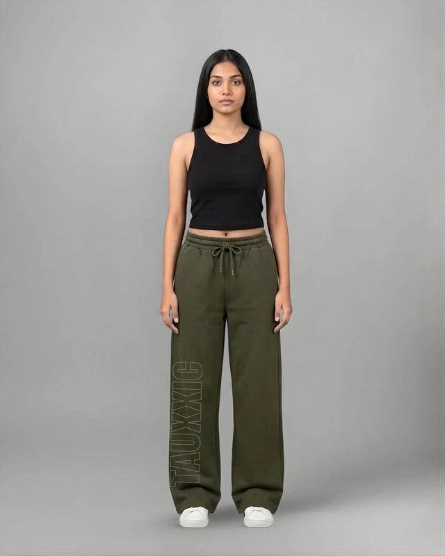 Straight Fit Track Pants - OliveTauxxic