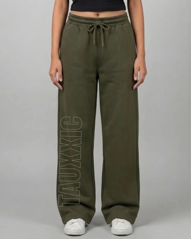 Straight Fit Track Pants - OliveTauxxic