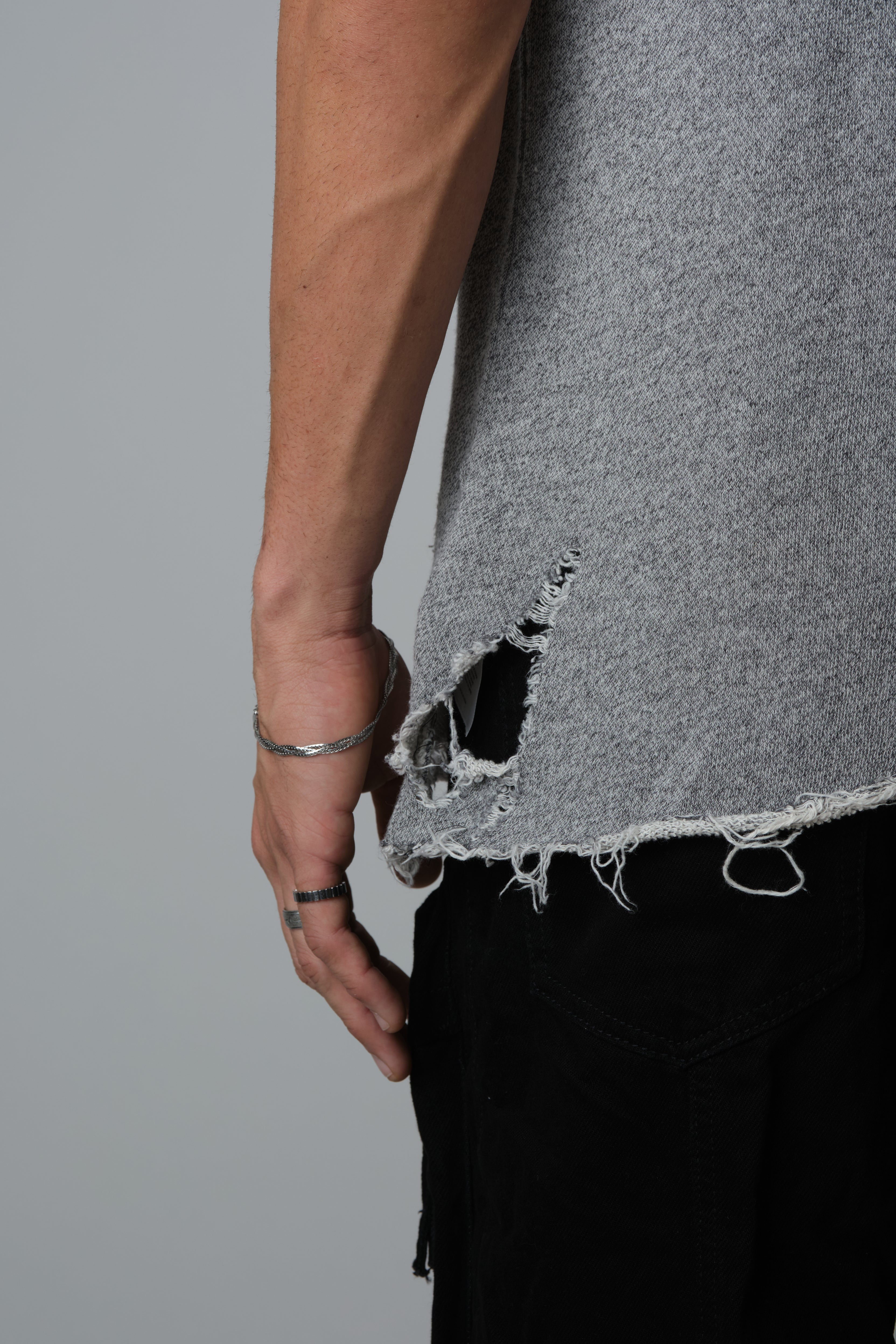 COW BOY T, FEATURING HEAVILY DISTRESSED EDGES