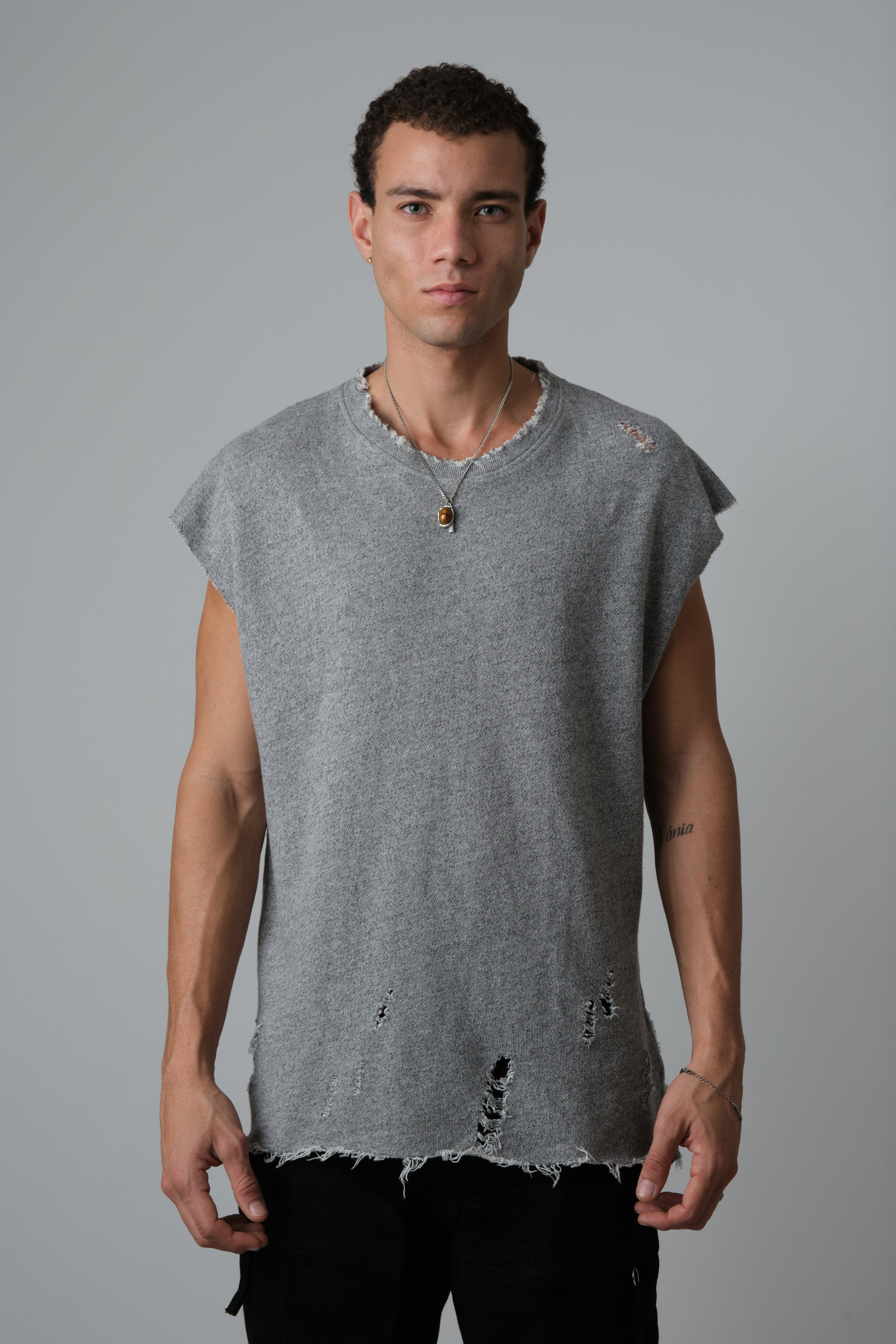 COW BOY T, FEATURING HEAVILY DISTRESSED EDGES