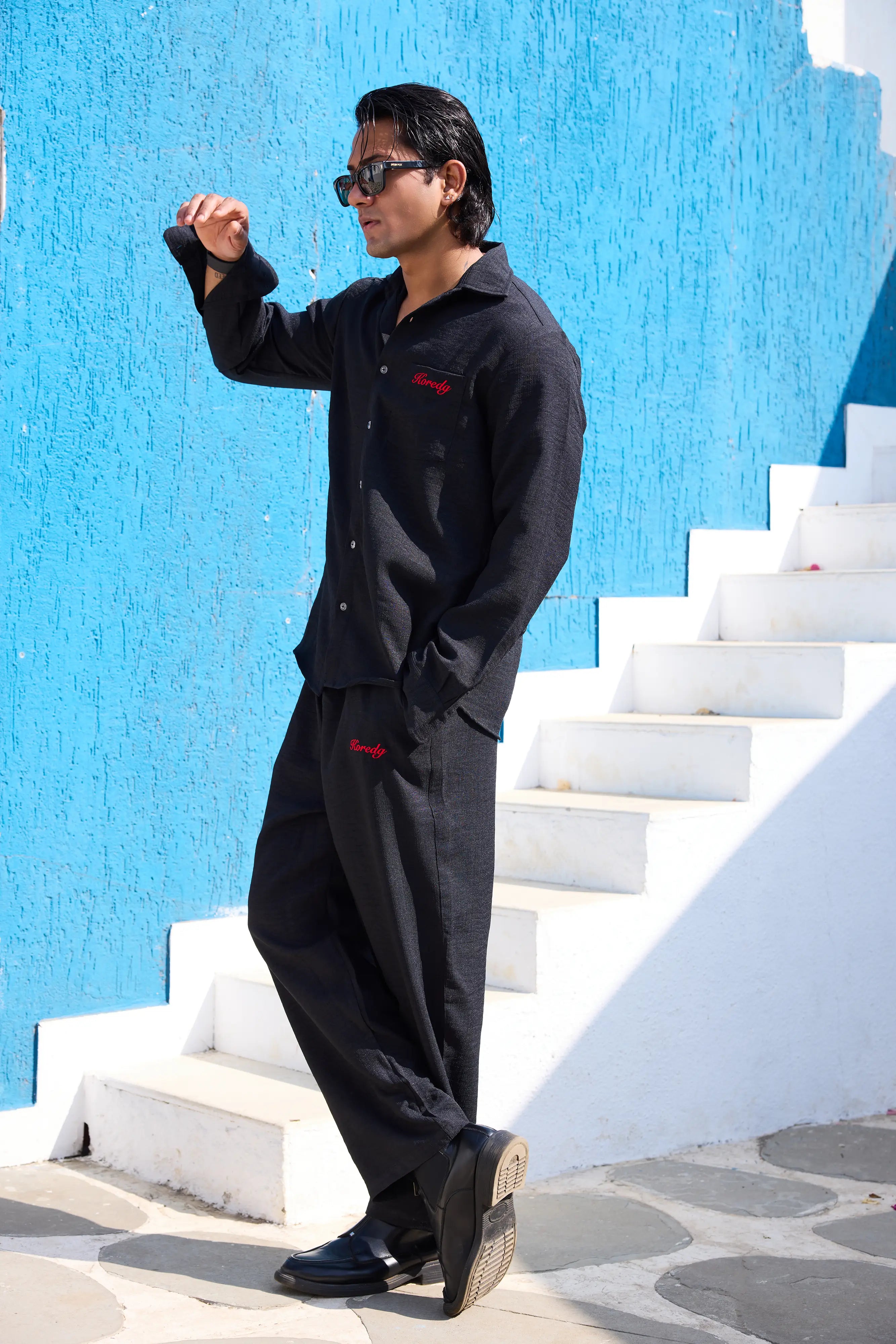 LINEN CO-ORD SET - BLACK