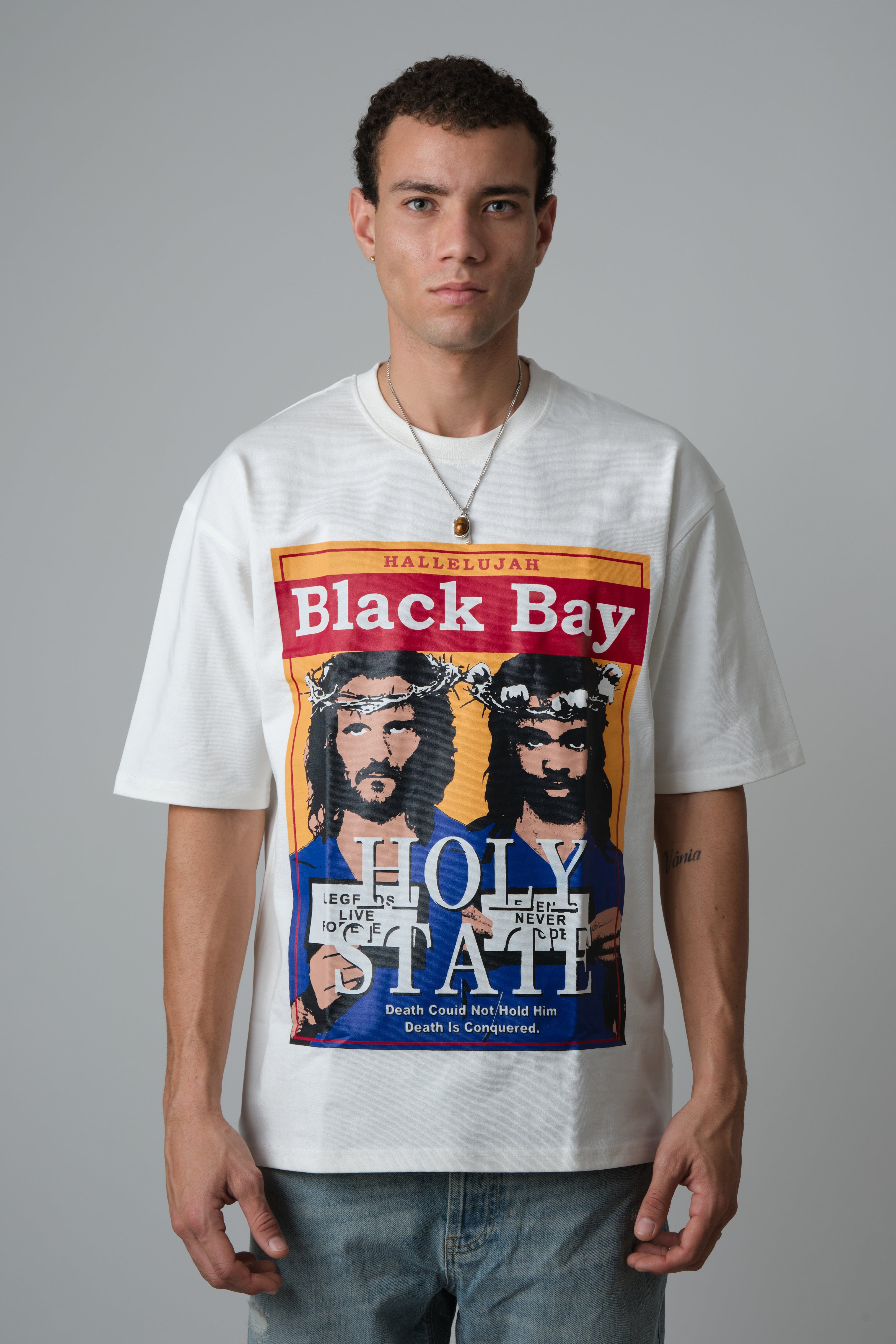 DENIM TEARS HOLYSTATE GRAPHIC T-SHIRT