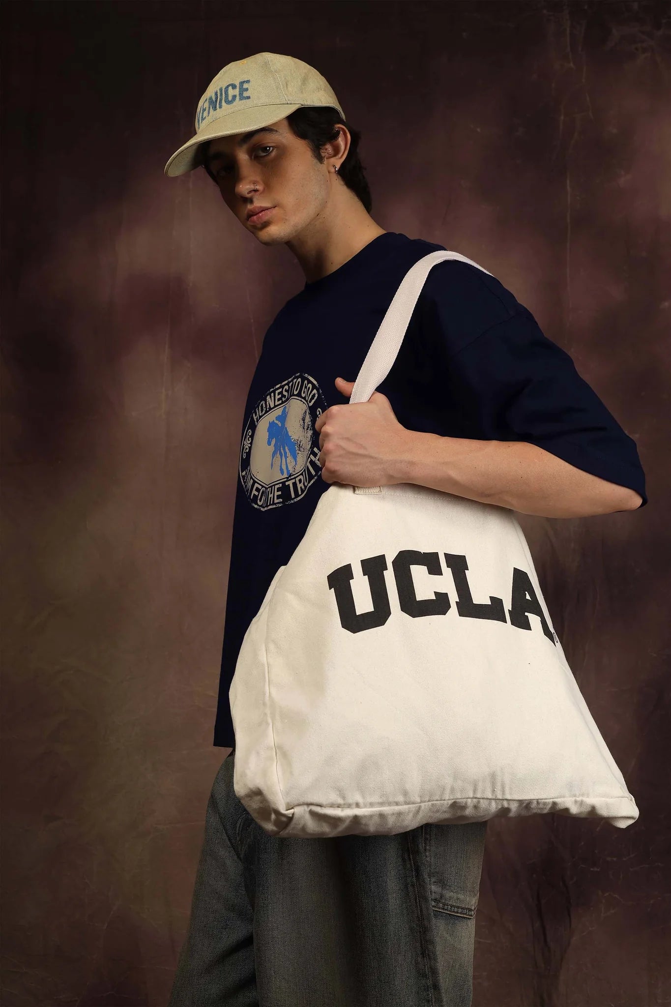 Aim Navy Blue Box Fit Tee