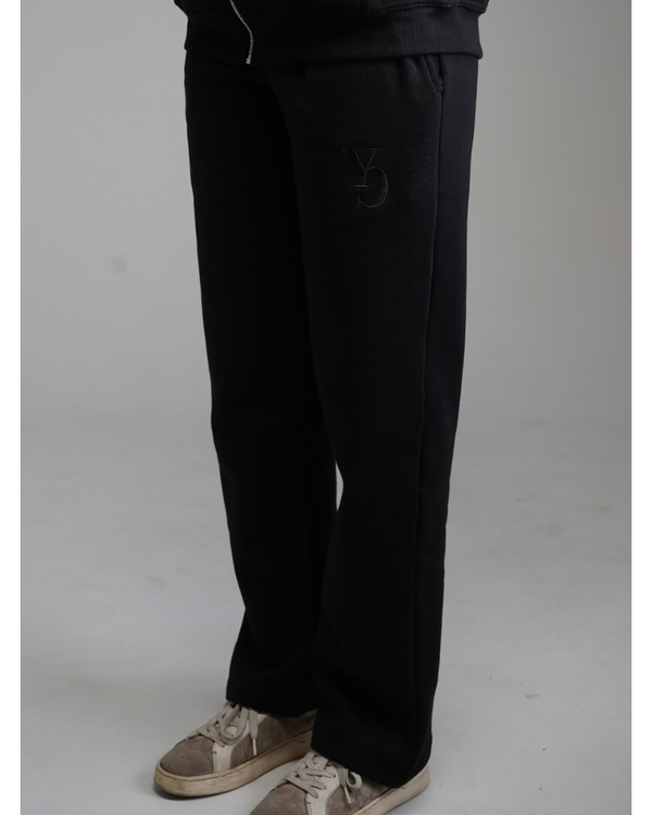 WIDE SWEAT PANTS - BLACK