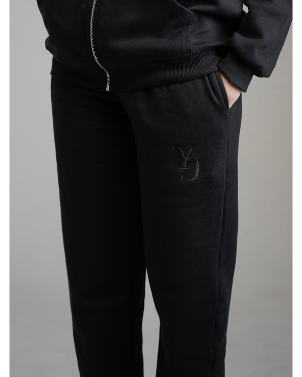 WIDE SWEAT PANTS - BLACK