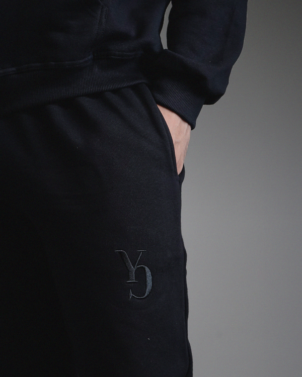 WIDE SWEAT PANTS - BLACK