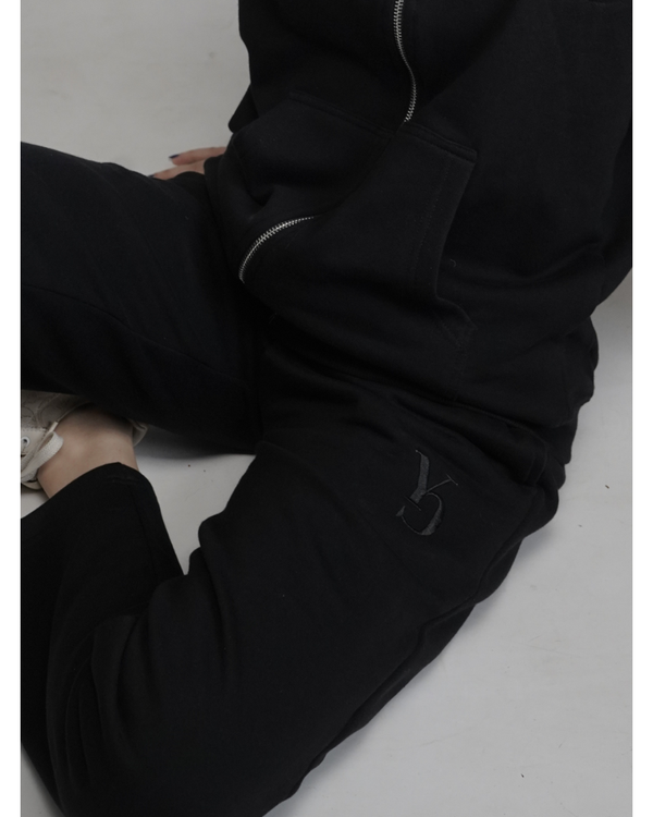 WIDE SWEAT PANTS - BLACK
