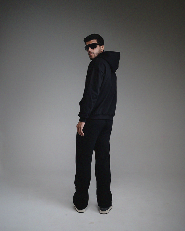 WIDE SWEAT PANTS - BLACK