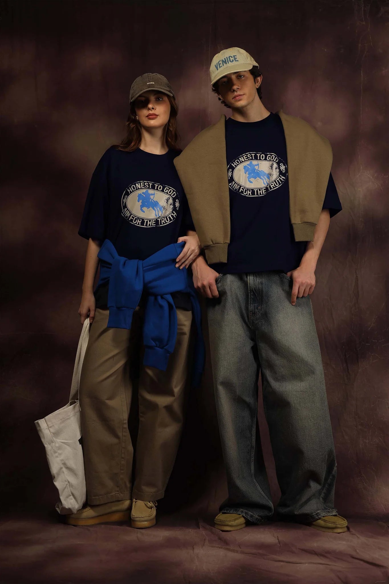 Aim Navy Blue Box Fit Tee