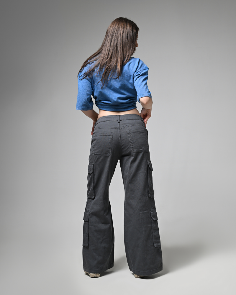 Women Deep Grey Cargo Pants