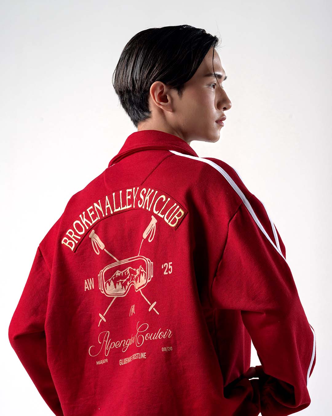 BA SKI CLUB STRIPED SWEATSHIRT