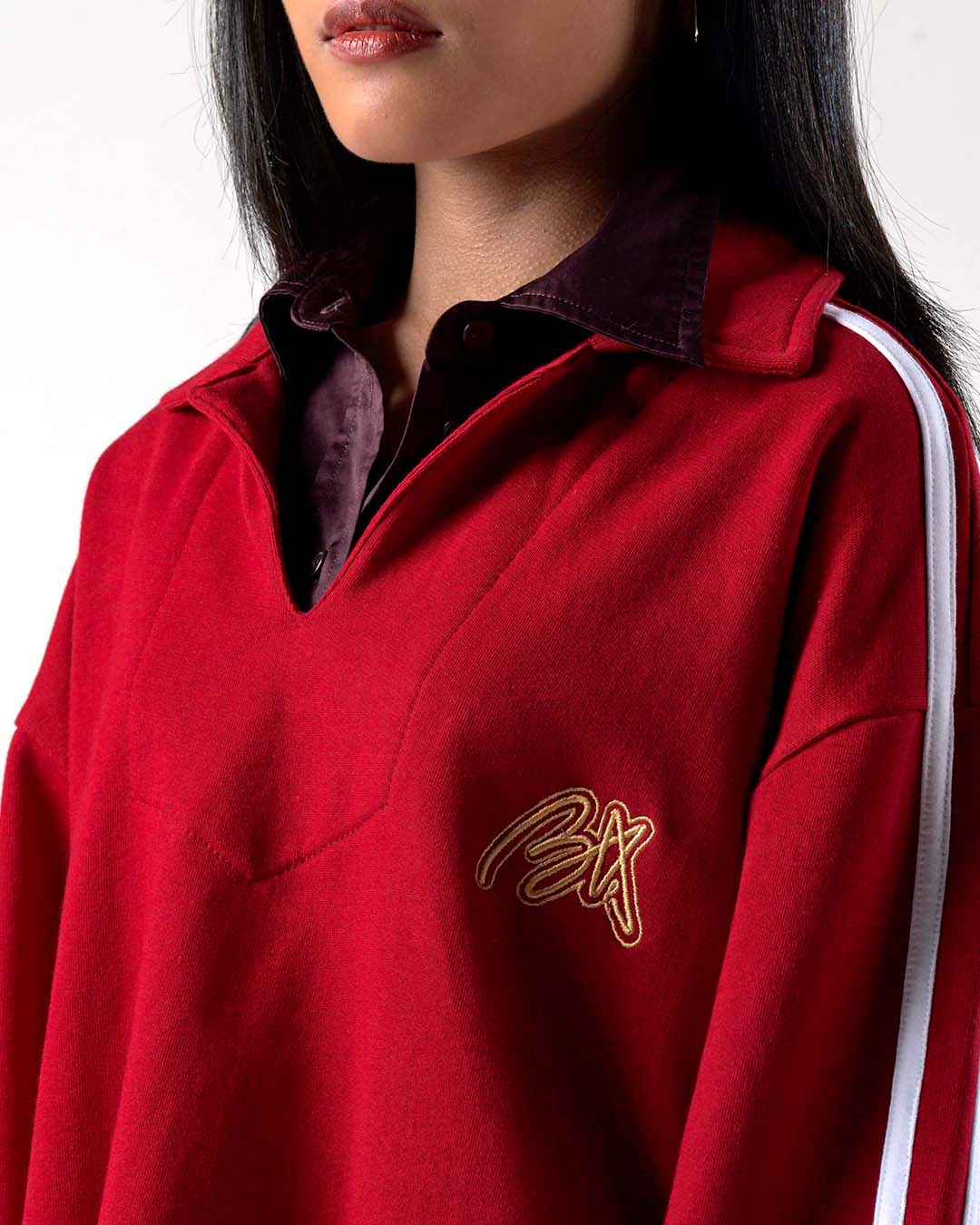 BA SKI CLUB STRIPED SWEATSHIRT