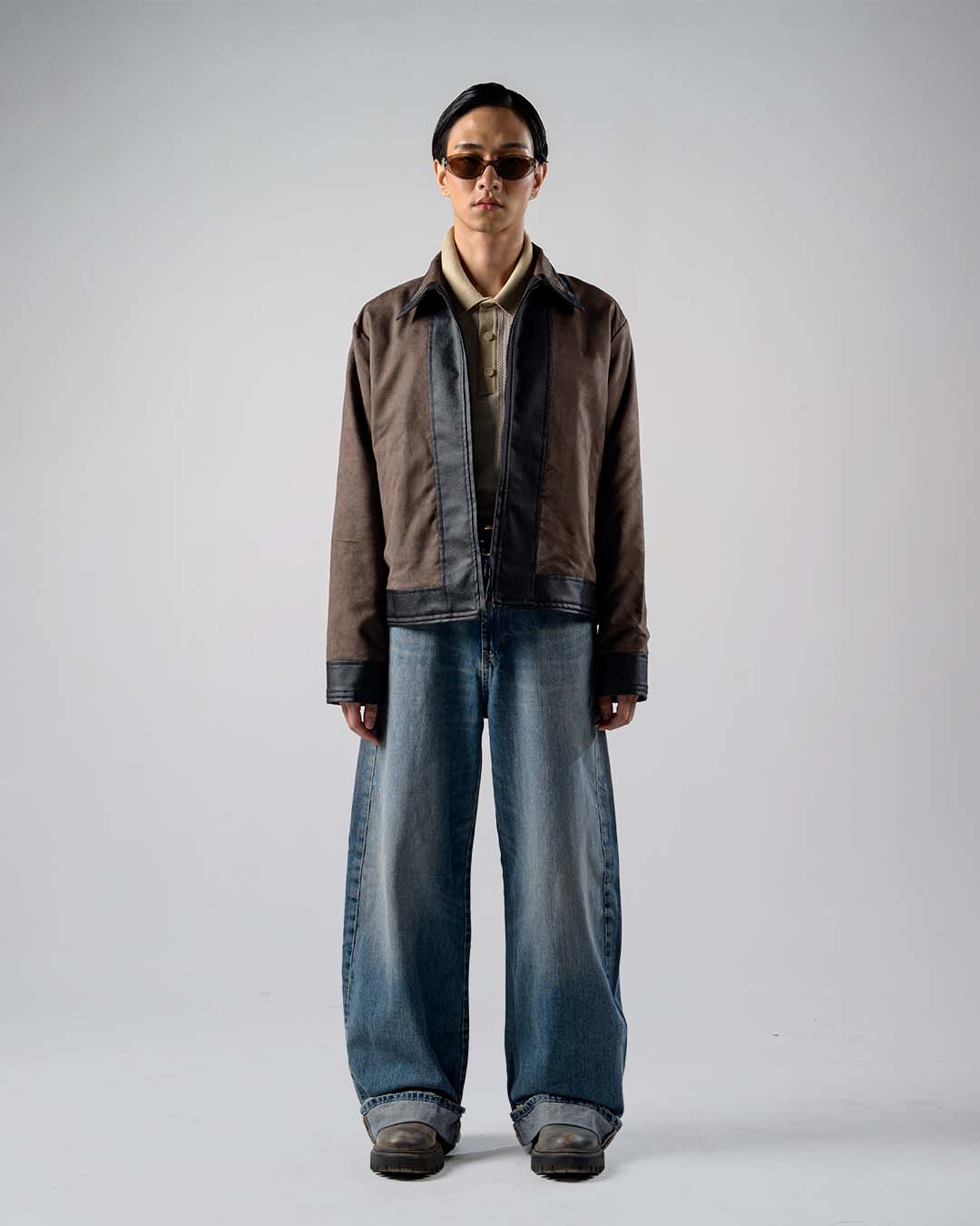 BA SUEDE-LEATHER ZIPPER JACKET