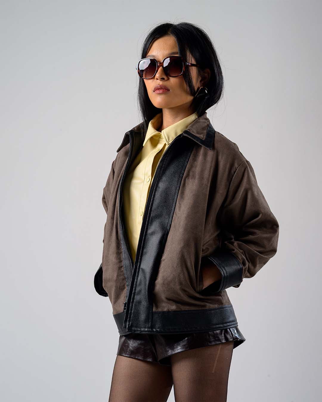 BA SUEDE-LEATHER ZIPPER JACKET