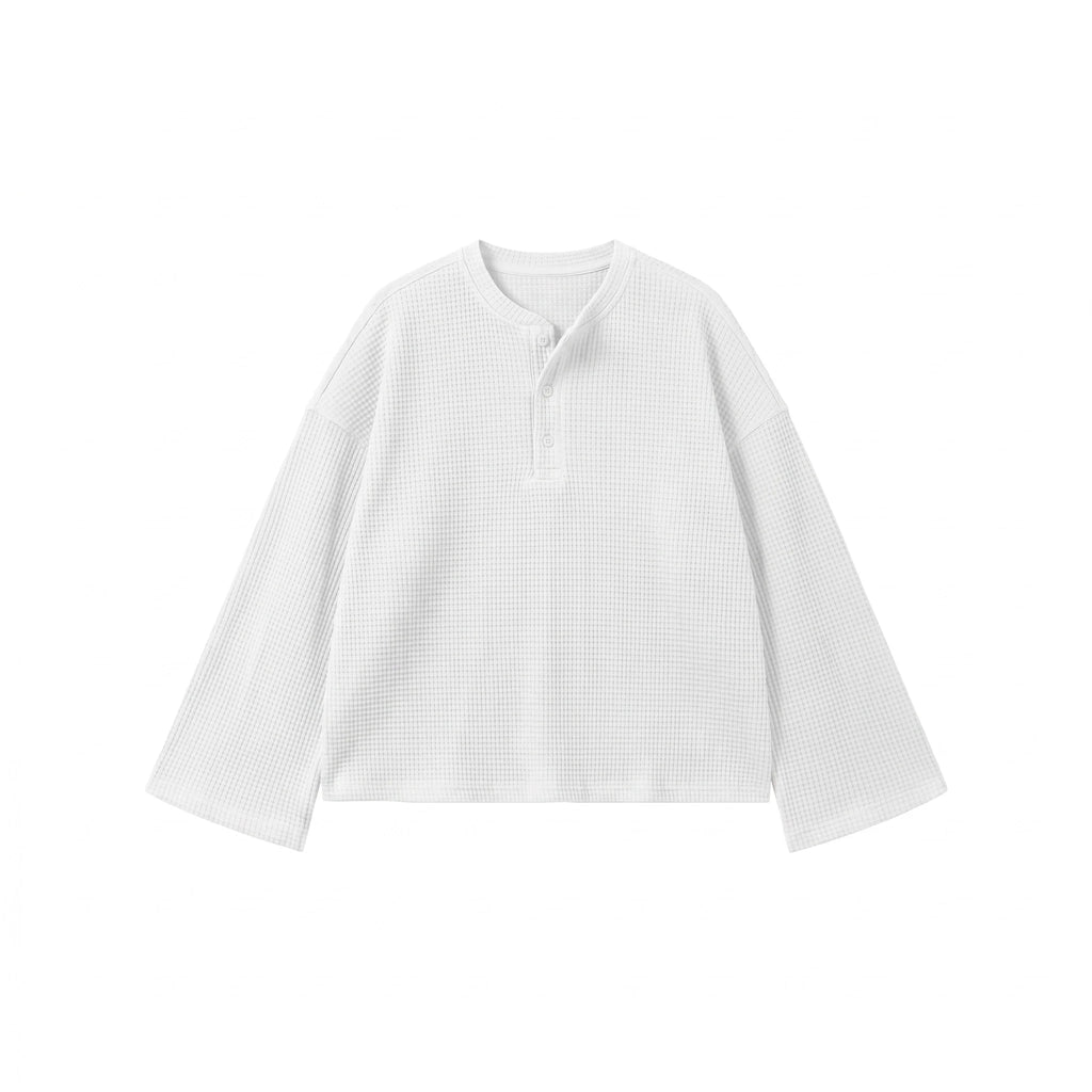White Waffle Henley