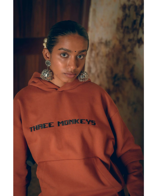 Unisex Double Sleeve Brown Hoodie