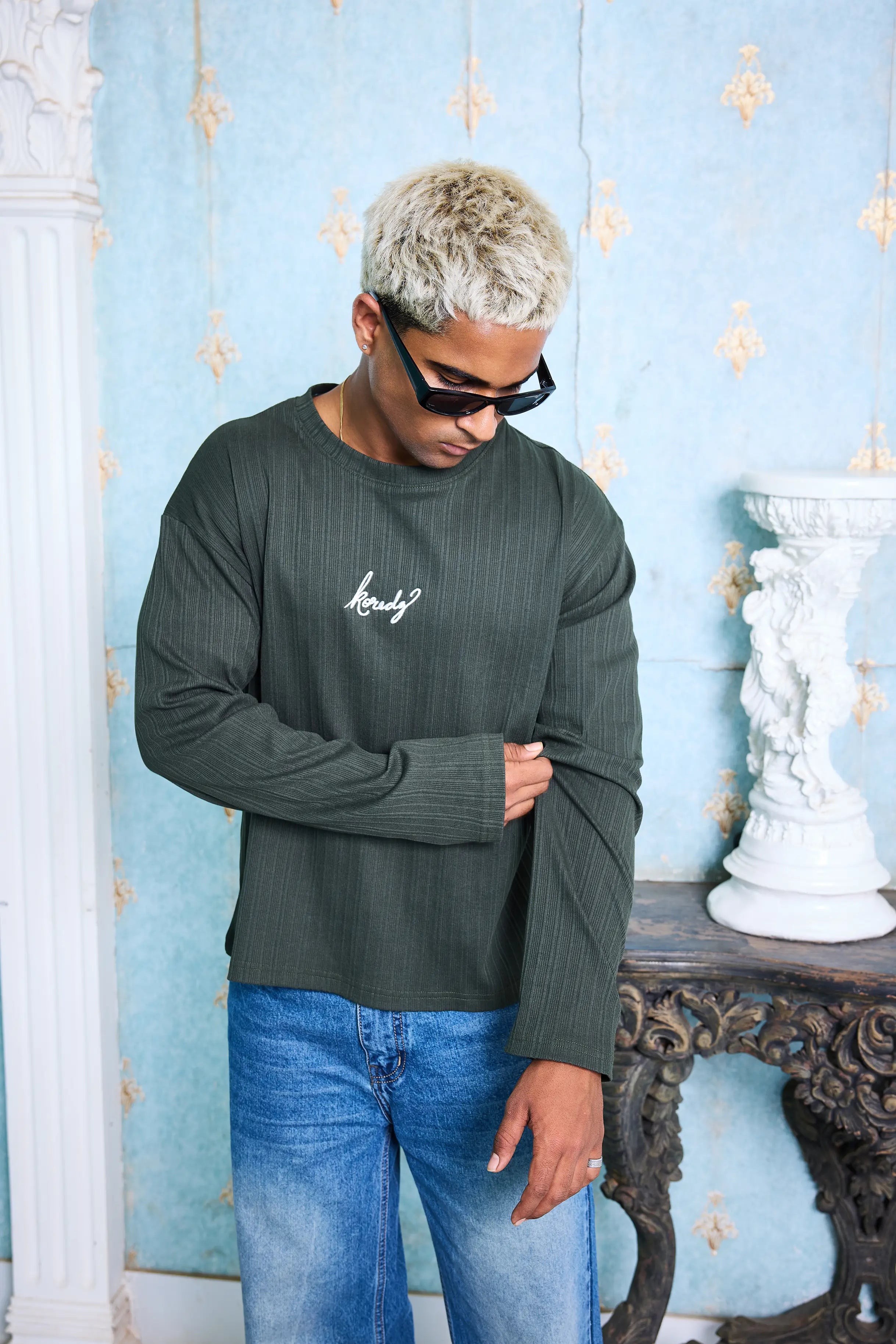 KOREDG JACQUARD FULL SLEEVES T-SHIRT