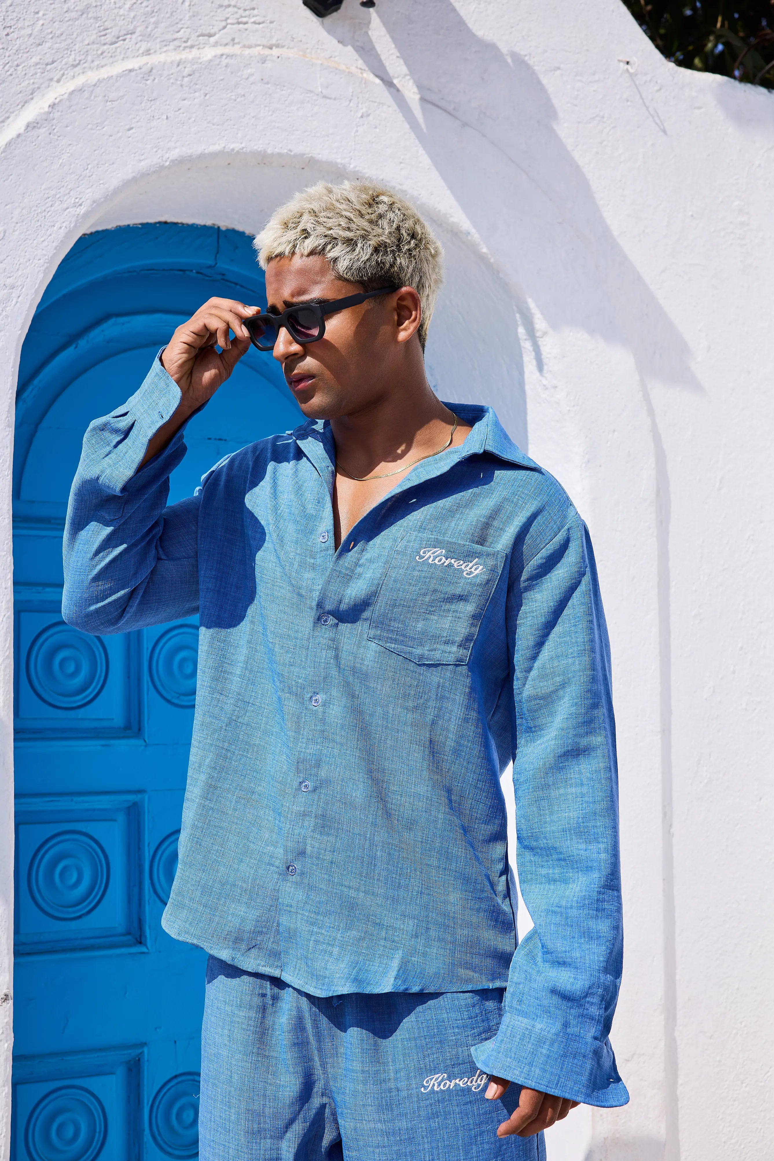 LINEN CO-ORD SET - BLUE