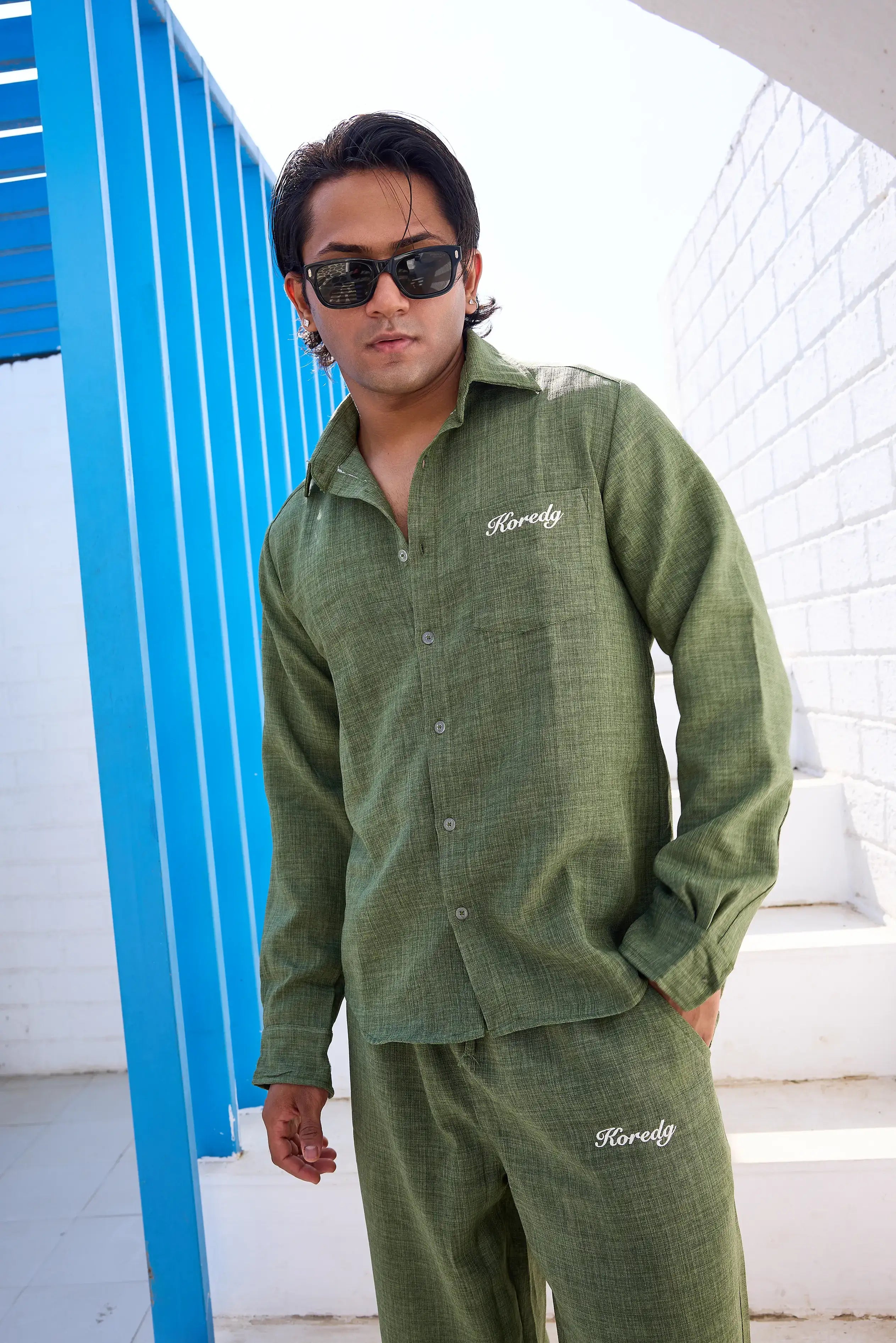 LINEN CO-ORD SET - GREEN