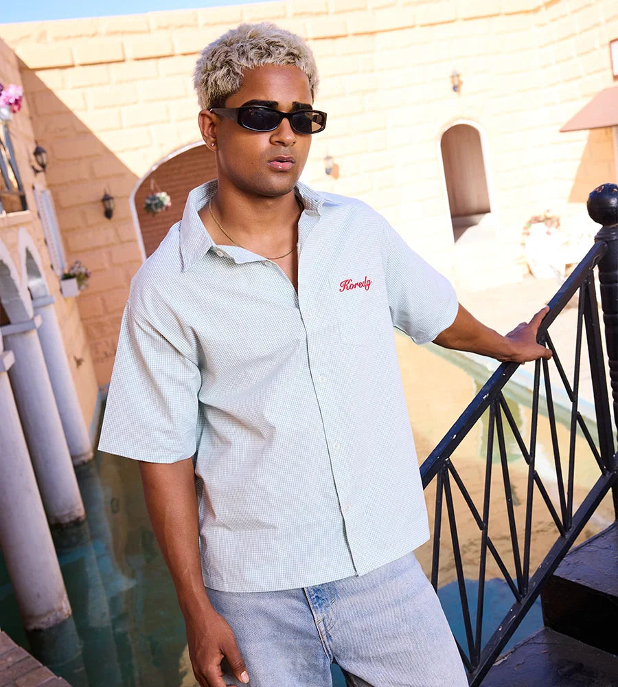 MICRO CHECKS SHIRT - PASTEL GREEN