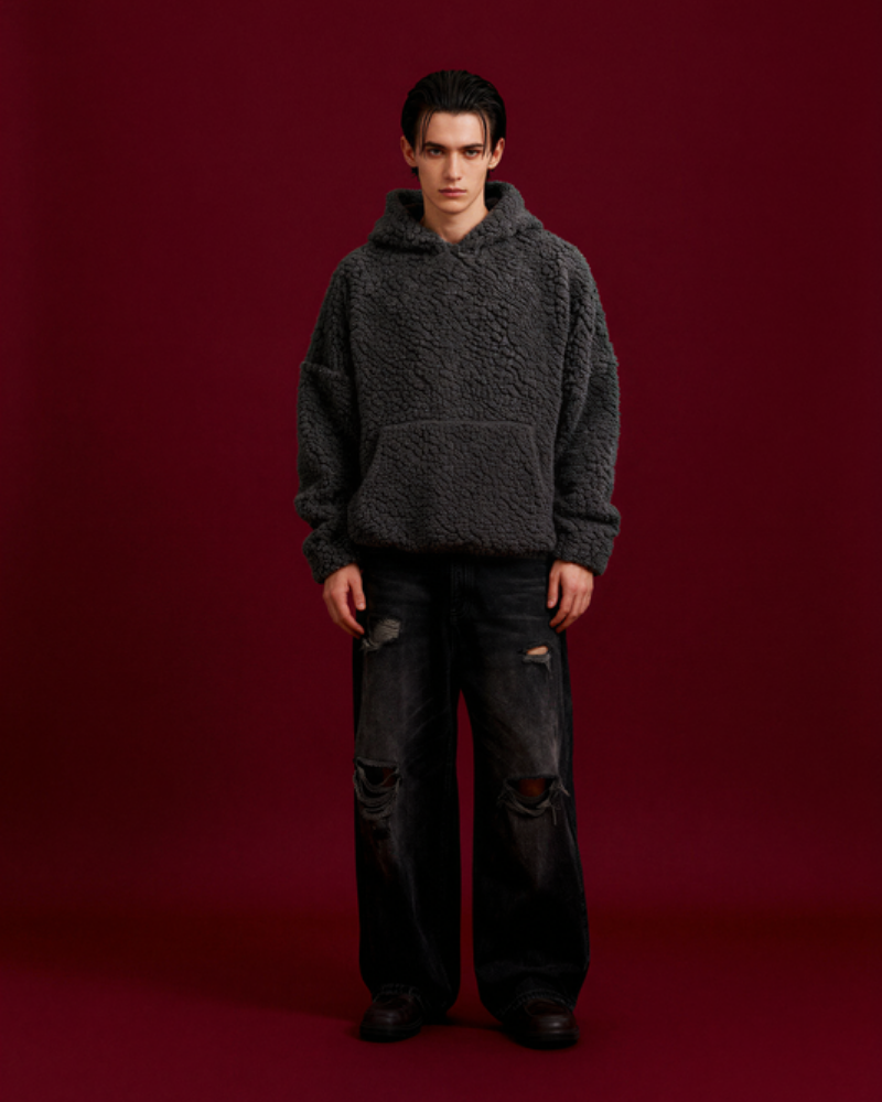 Polar Fleece Hoodie - Vintage Grey