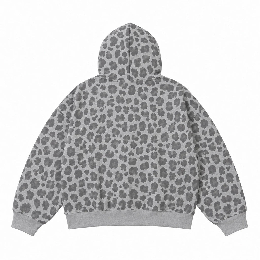 Grey Leopard Zip Hoodie