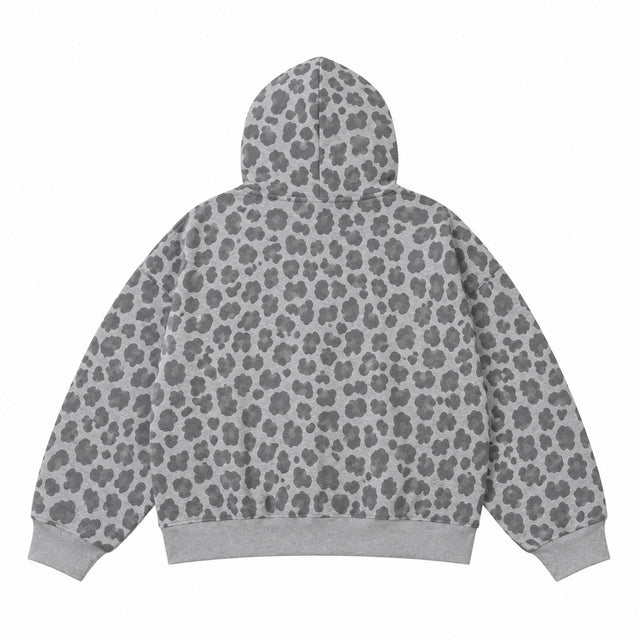 Grey Leopard Zip Hoodie