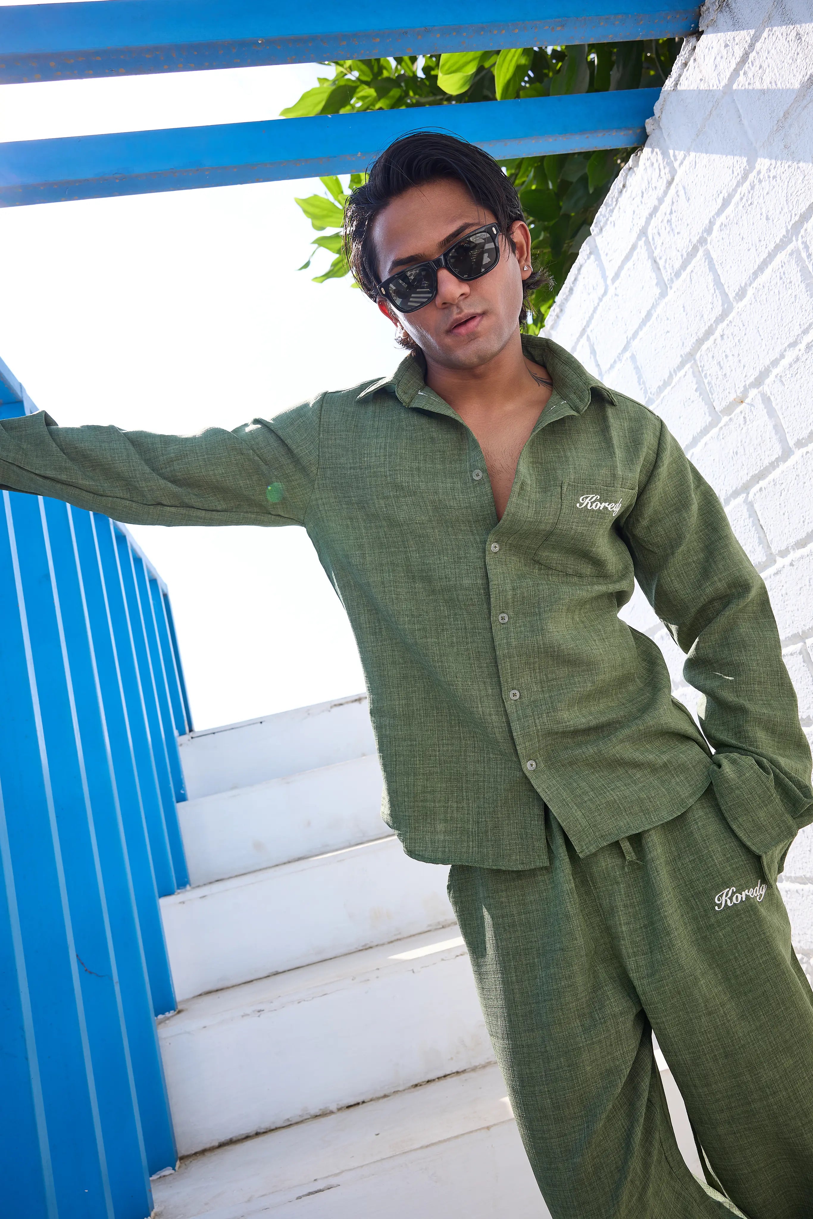 LINEN CO-ORD SET - GREEN