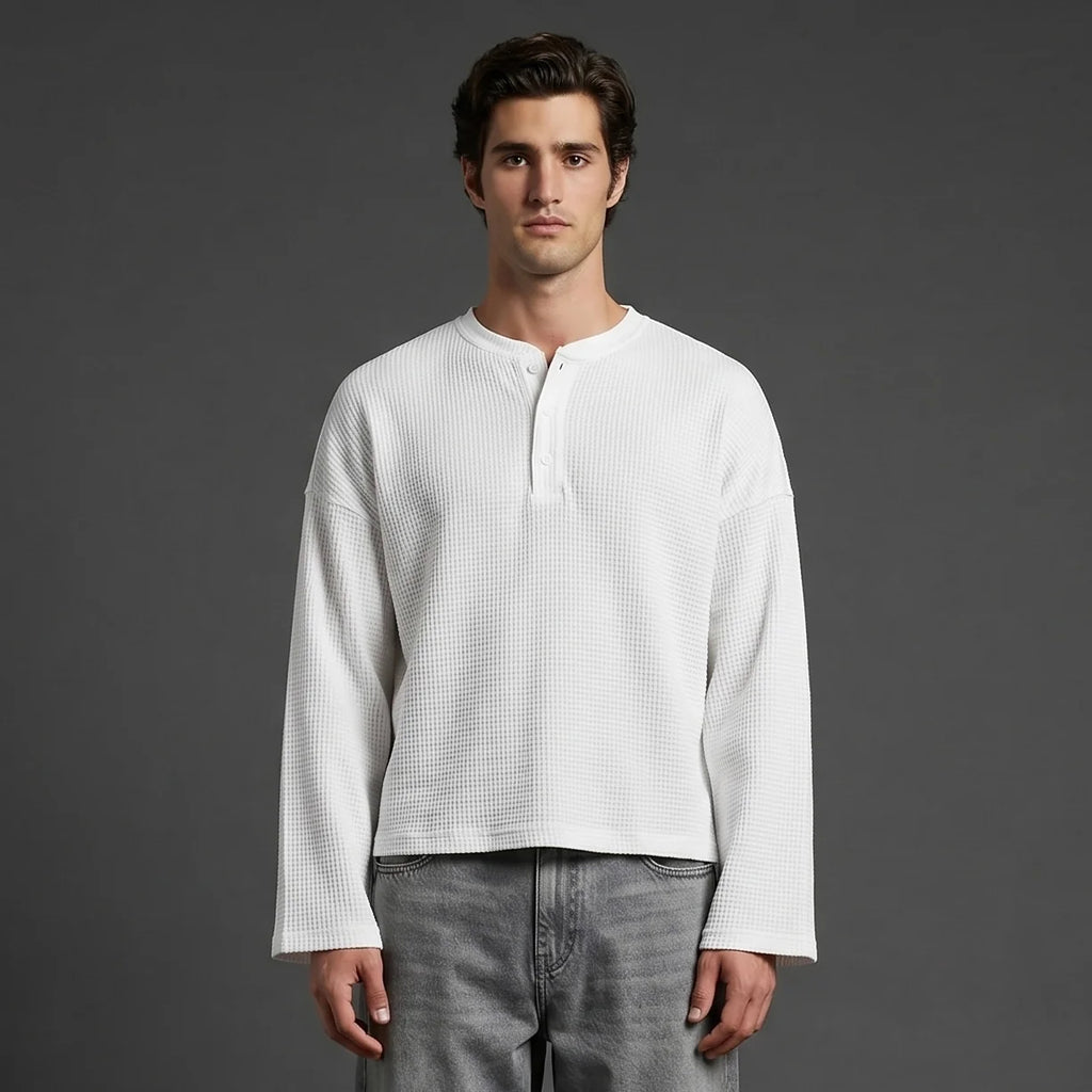 White Waffle Henley
