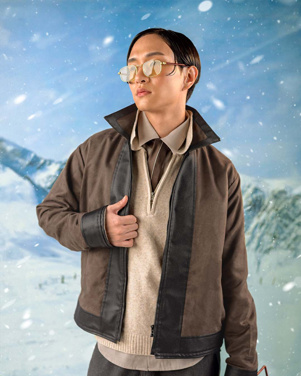 BA SUEDE-LEATHER ZIPPER JACKET