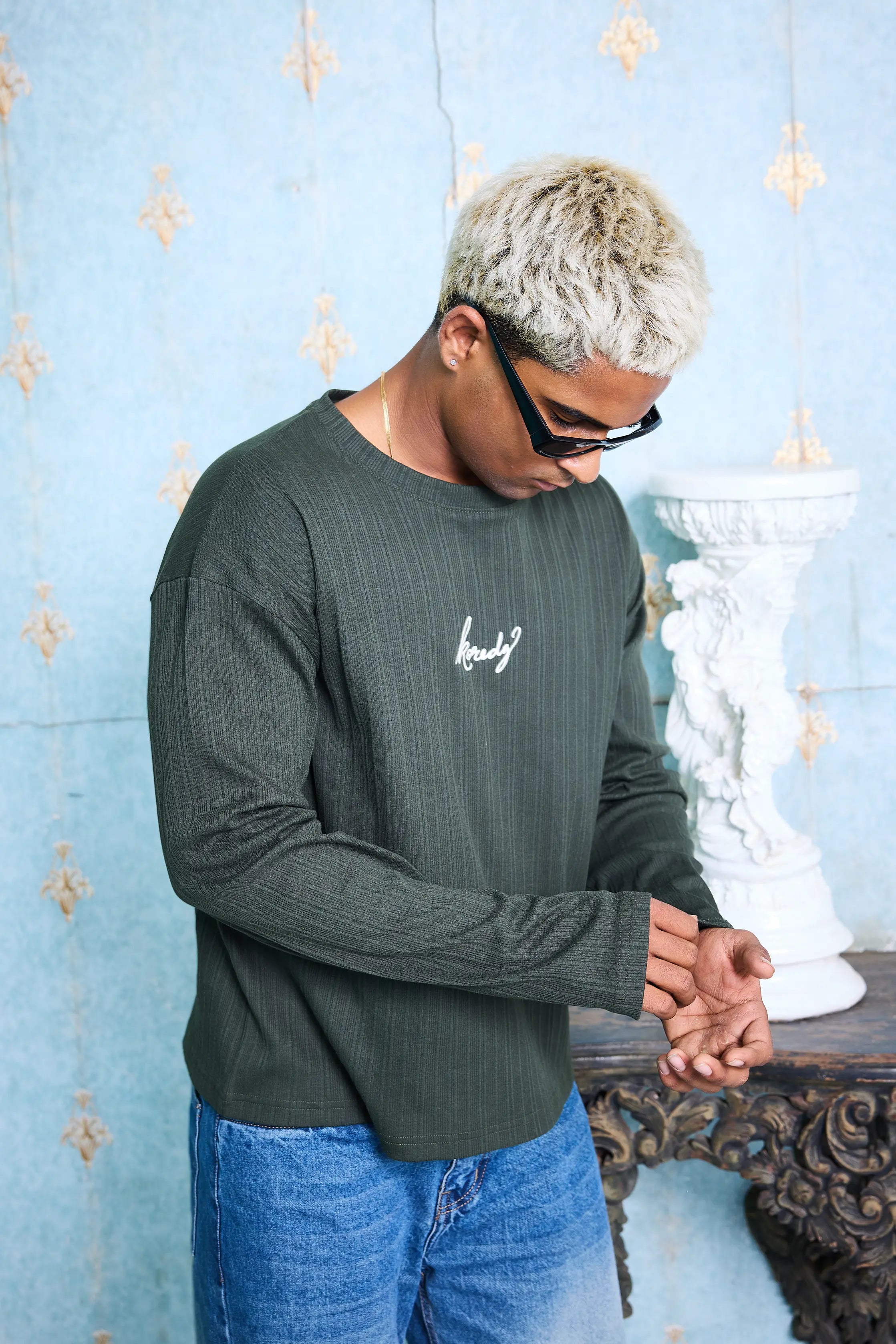 KOREDG JACQUARD FULL SLEEVES T-SHIRT
