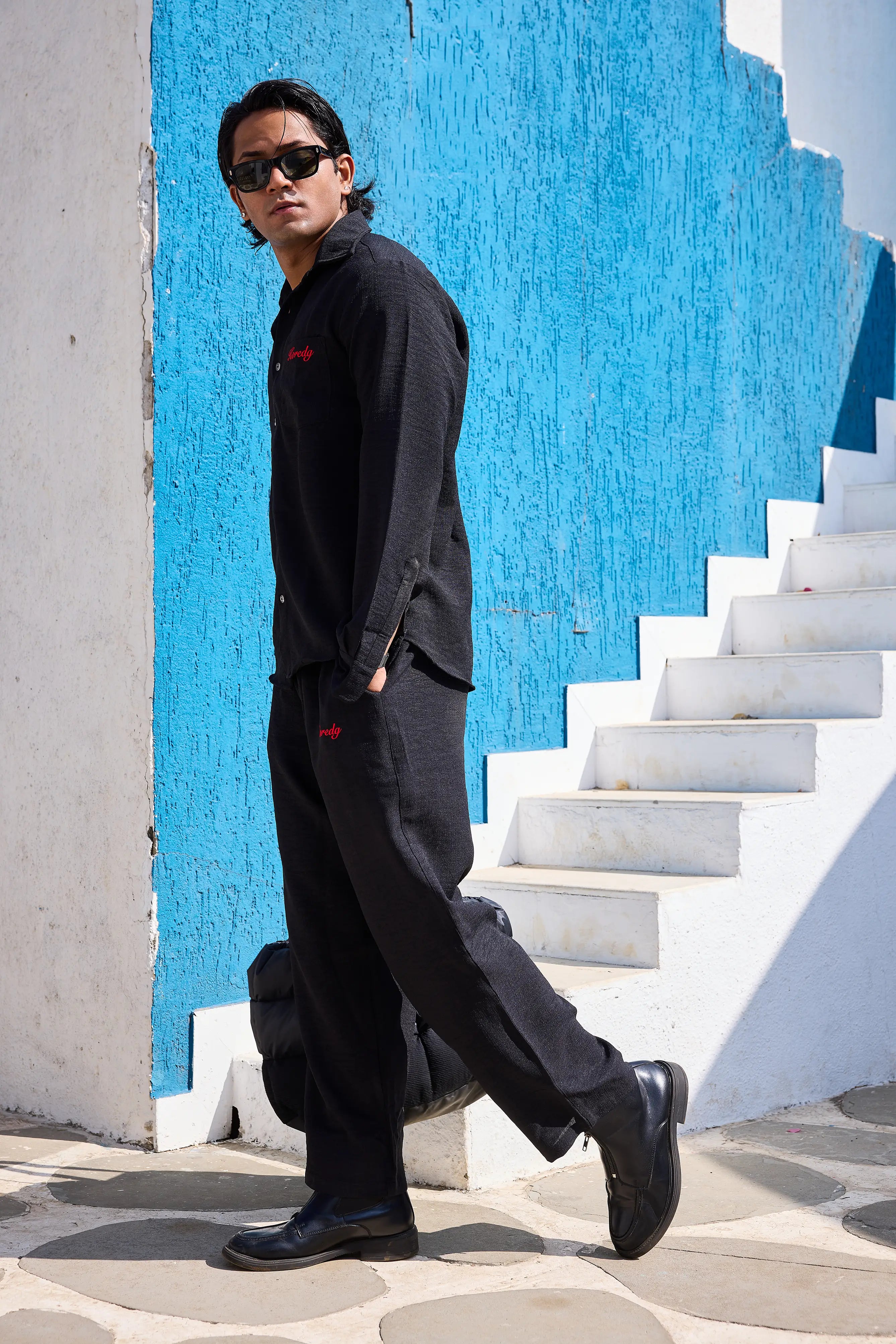 LINEN CO-ORD SET - BLACK
