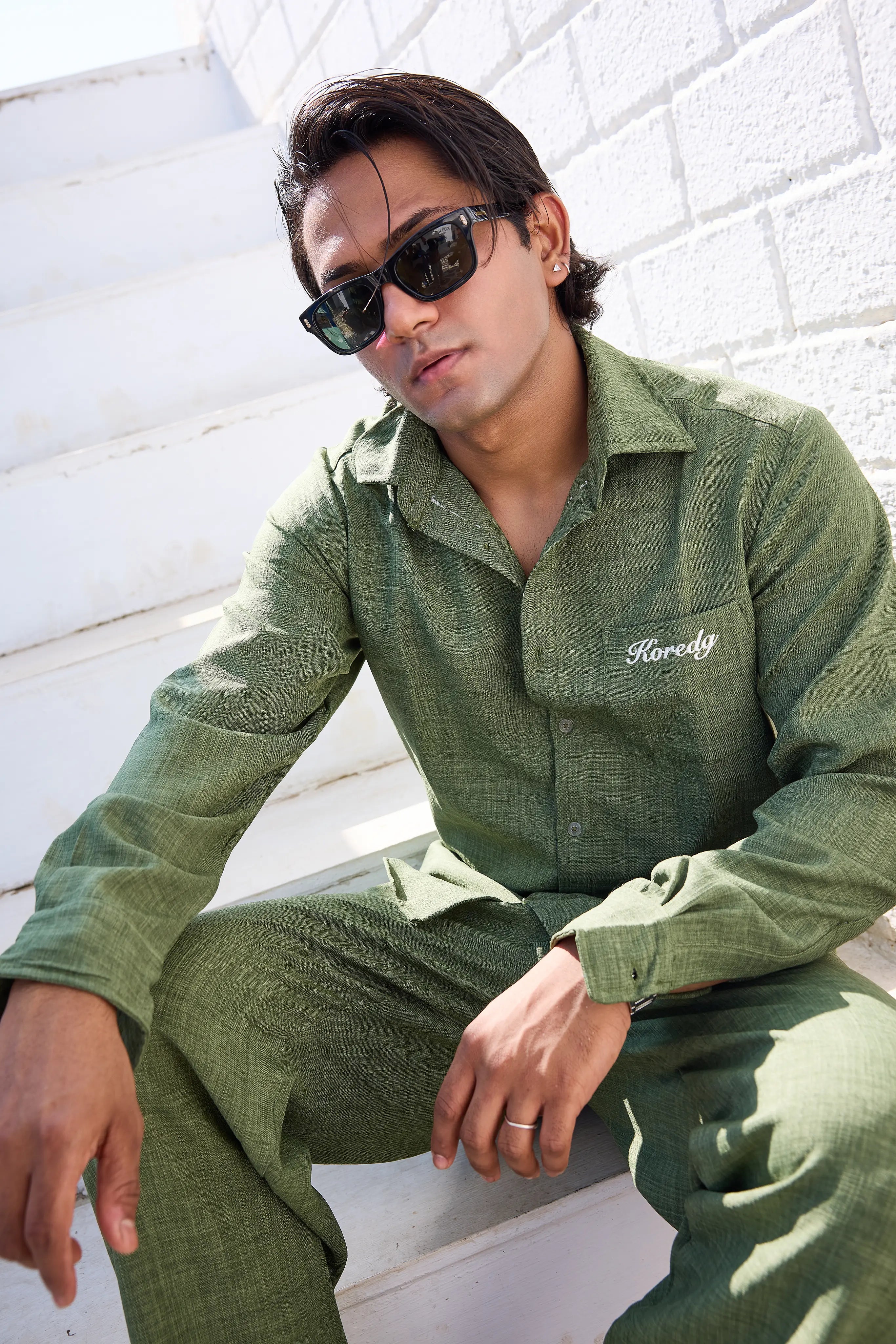 LINEN CO-ORD SET - GREEN